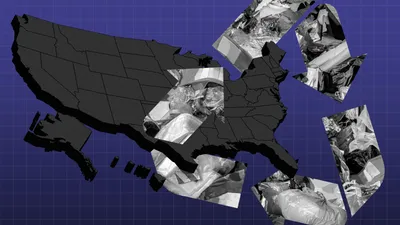 United States map with recycling arrows superimposed on top